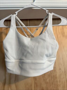 lululemon athletica energy White Ribbed Crisscross Sports Bralette